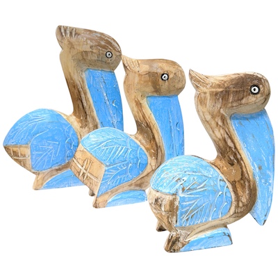 Set of 3 Wood Pelicans
